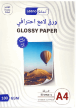 ⁦ورق تصوير احترافي لامع ابيض جهتين انكجت لينو 50 ورقة A4- 180 GSM⁩ - الصورة ⁦2⁩