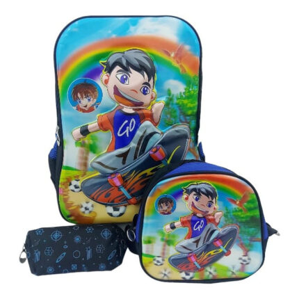 شنطة مدرسية مع حافظة طعام ومقلمة 8383